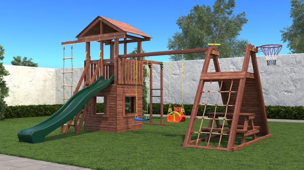 

Детская деревянная игровая площадка с домиком CustWood Family F14, Family F14