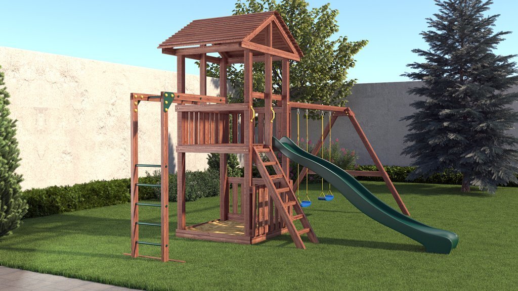 

Детская деревянная игровая площадка с домиком CustWood Family F5, Family F5
