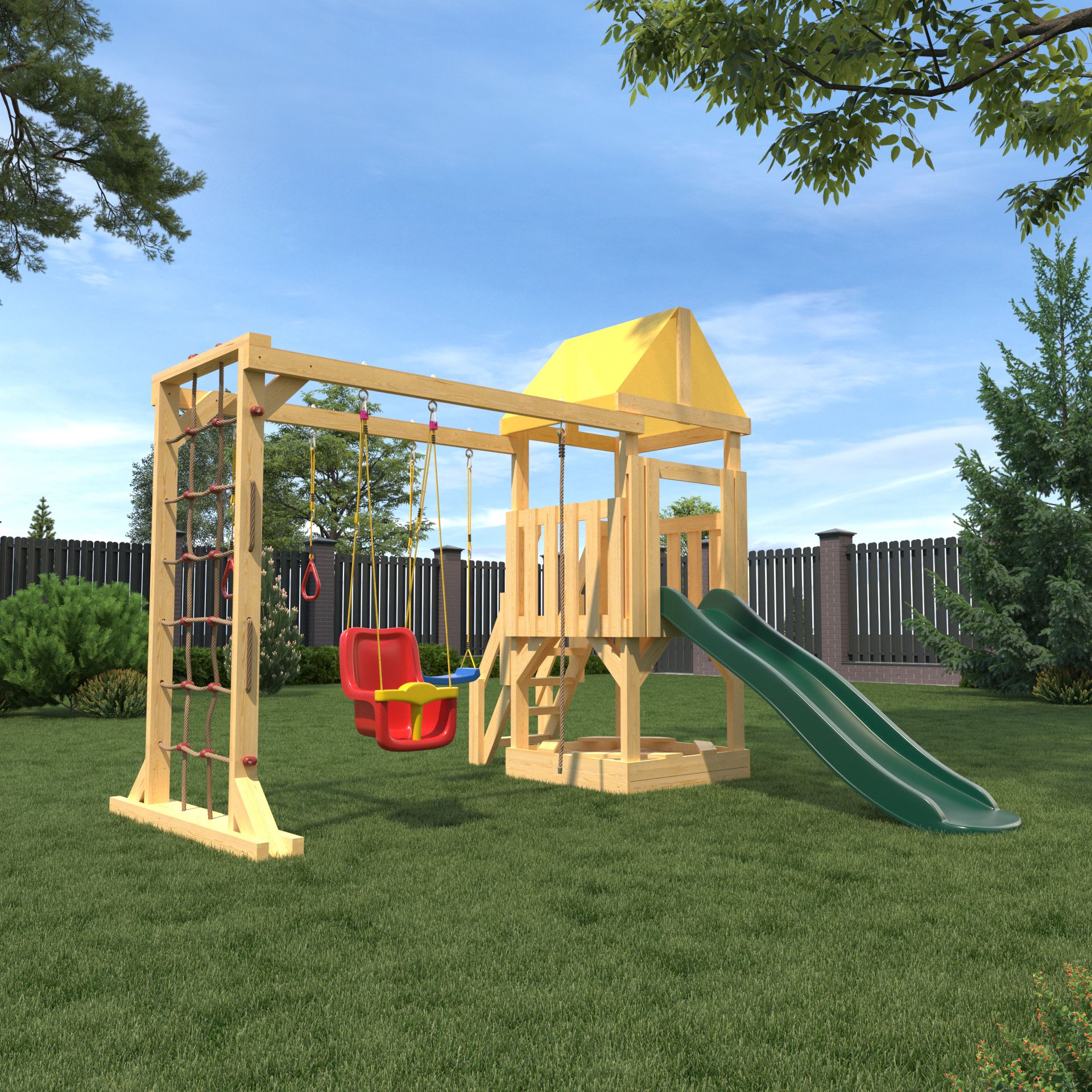 

Детская деревянная игровая площадка для улицы дачи CustWood Junior J11, Junior J11