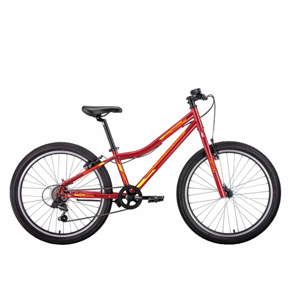 Велосипед подростковый горный Forward Titan 24 10 2022 года рама 12 красно-желтый 2170400₽