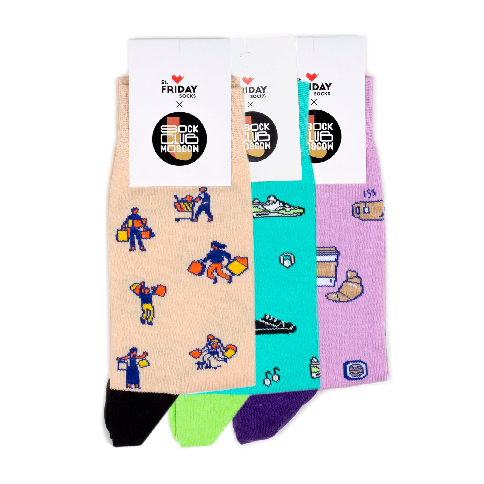 

Комплект носков унисекс St. Friday Socks Шоперы бежевый/зеленый/фиолетовый 34-37, Шоперы