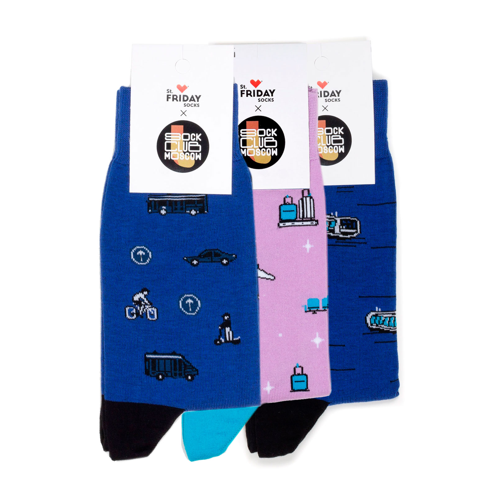 

Комплект носков унисекс St. Friday Socks Транспорт синий/фиолетовый/черный 42-46, Транспорт