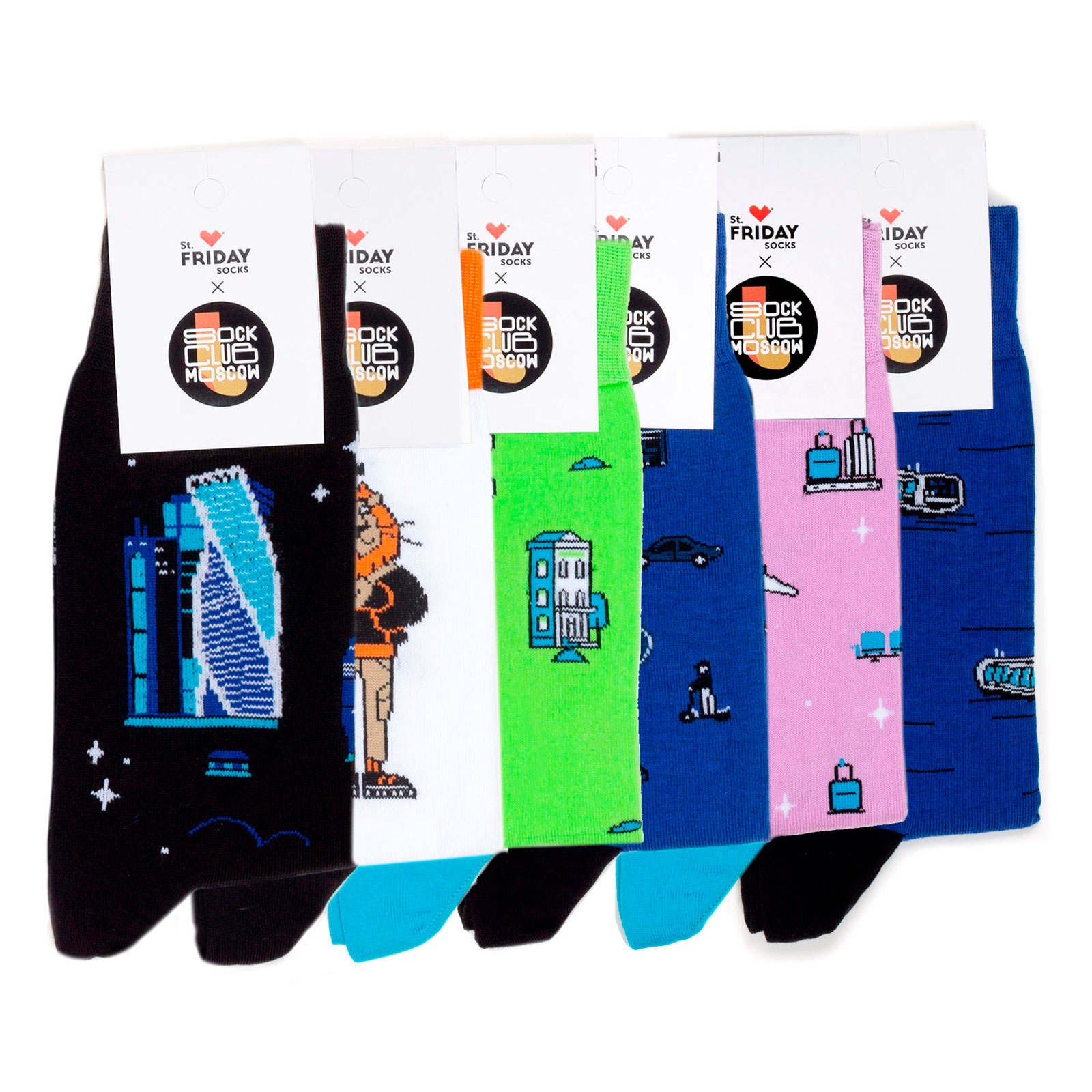 

Комплект носков унисекс St. Friday Socks Город - Транспорт черный/белый/синий 42-46, Город - Транспорт