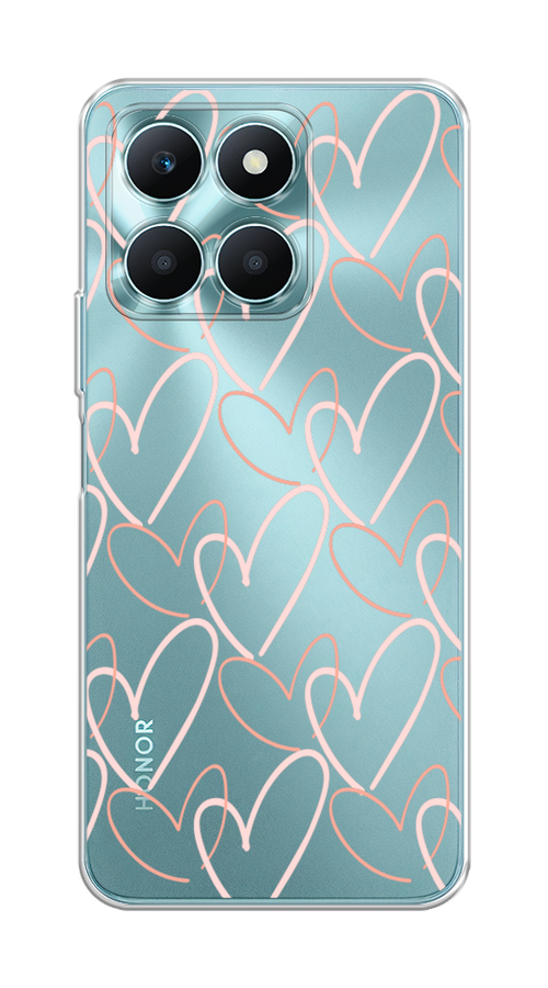 

Чехол на Honor X6A "Узор из сердечек", Розовый;бежевый, 6122050-1