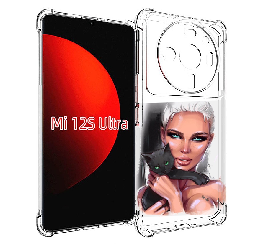 

Чехол MyPads девушка-с-черным-котиком женский для Xiaomi 12S Ultra, Прозрачный, Tocco