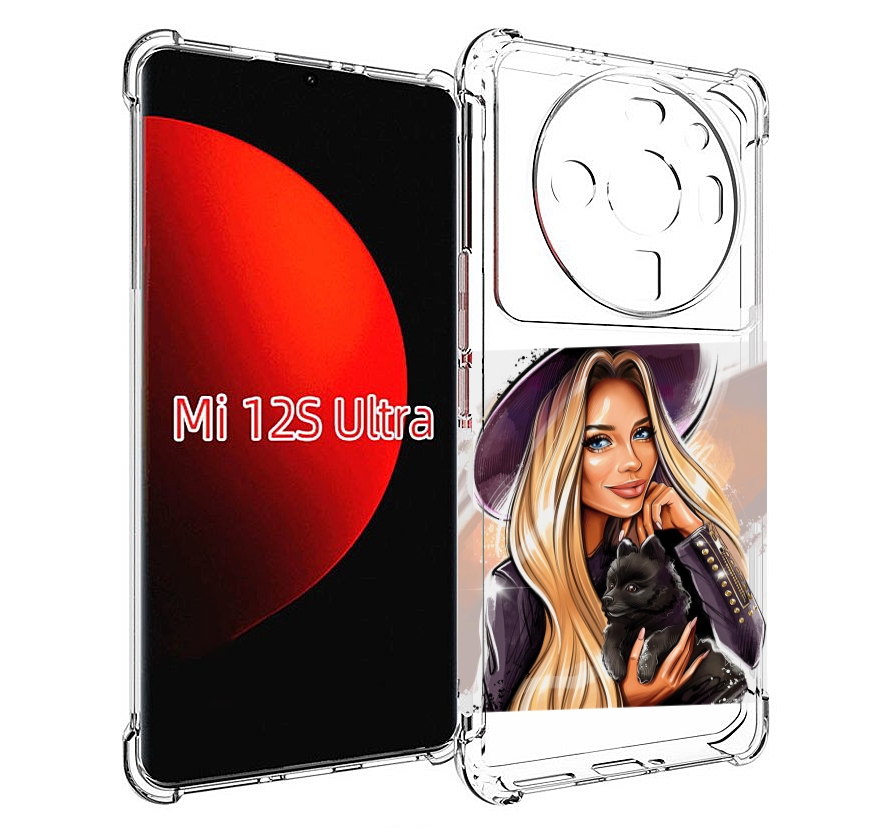 

Чехол MyPads девушка-с-черным-щенком женский для Xiaomi 12S Ultra, Прозрачный, Tocco
