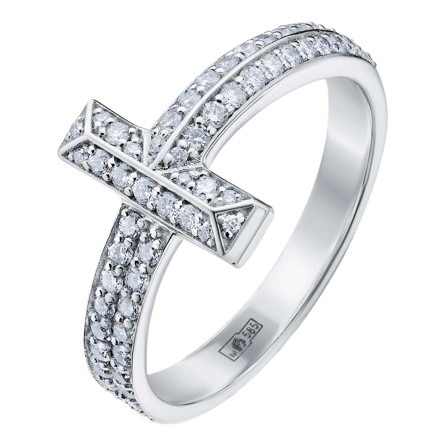 Кольцо из белого золота с бриллиантом р. 17 Sargon jewelry R2078-1001