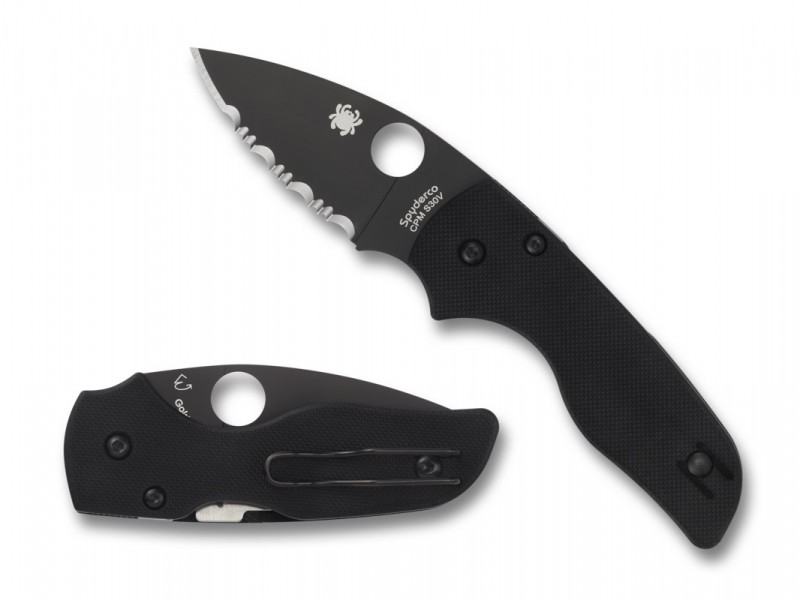 фото Складной нож spyderco native lil', black g-10 handle, cpm-s30v, black blade, full serrated