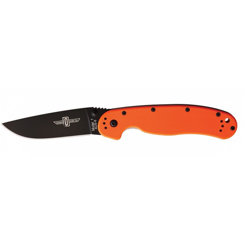 фото Складной нож ontario rat i orange, черное лезвие
