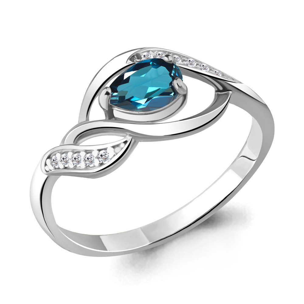 

Кольцо из серебра с топазом р. 17 Aquamarine 6901108А_925_р, 6901108А_925_р