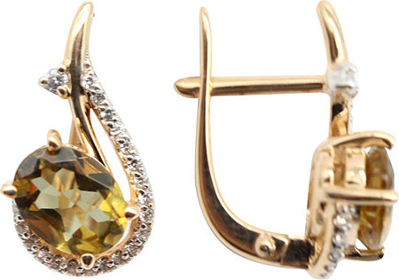

Серьги из красного золота с султанитом/фианитом Гранат 2180545-g, 2180545-g