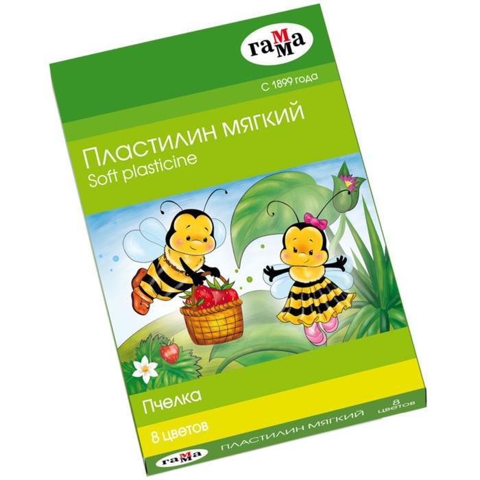 

Пластилин мягкий (восковой), 8 цветов, 120 г, Гамма «Пчелка», со стеком, Разноцветный