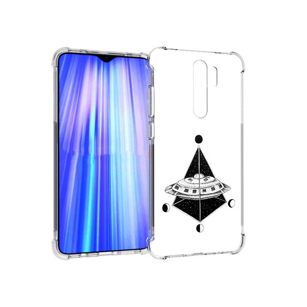 

Чехол MyPads Tocco для Xiaomi Redmi Note 8 Pro черно белая летающая тарелка, Прозрачный, Tocco