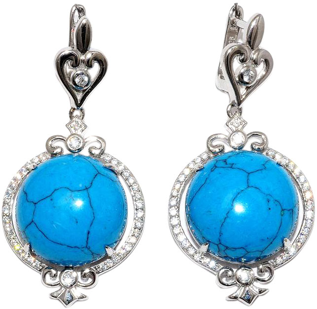 

Серьги из серебра с бирюзой/фианитом Silver Wings 22SE000735C-1-96, 22SE000735C-1-96