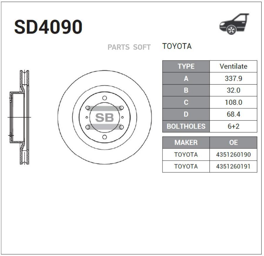 

SANGSIN BRAKE SD4090 Диск тормозной SD4090