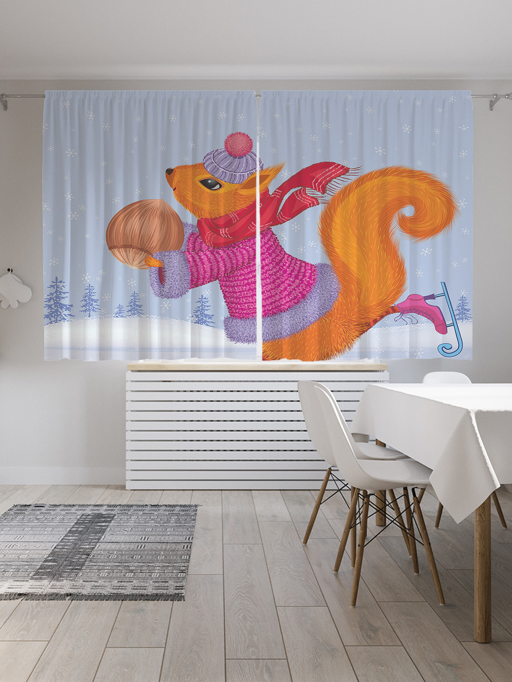 

Шторы JoyArty с фотопечатью "Белка на коньках" из сатена, 290х180 см, Белка на коньках