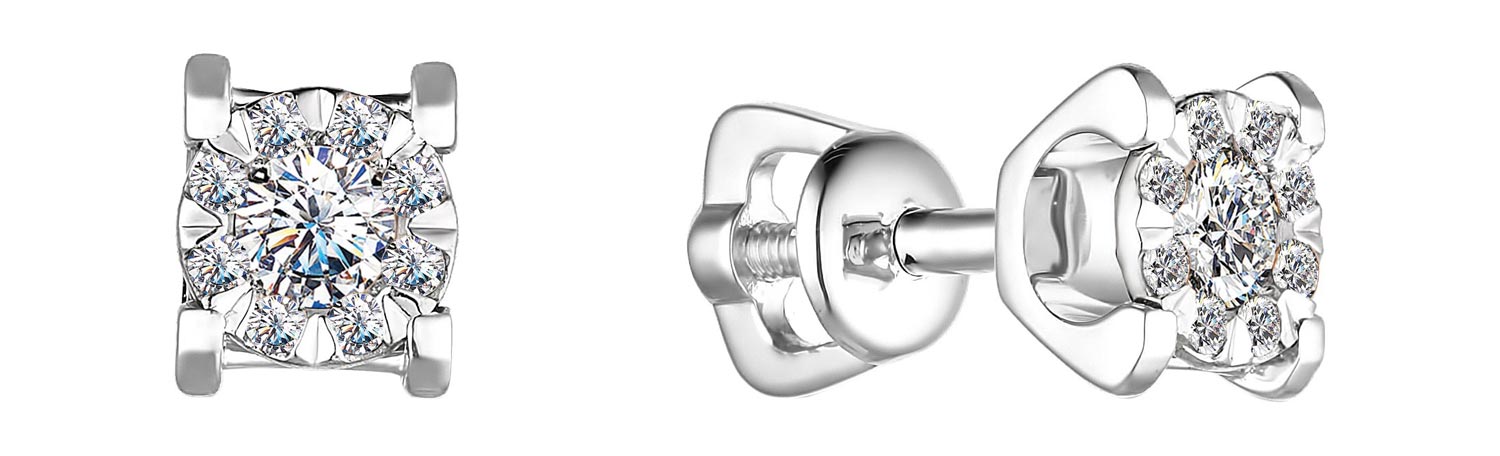 

Серьги-пусеты из белого золота с бриллиантом АЛЬКОР 23420-200, 23420-200