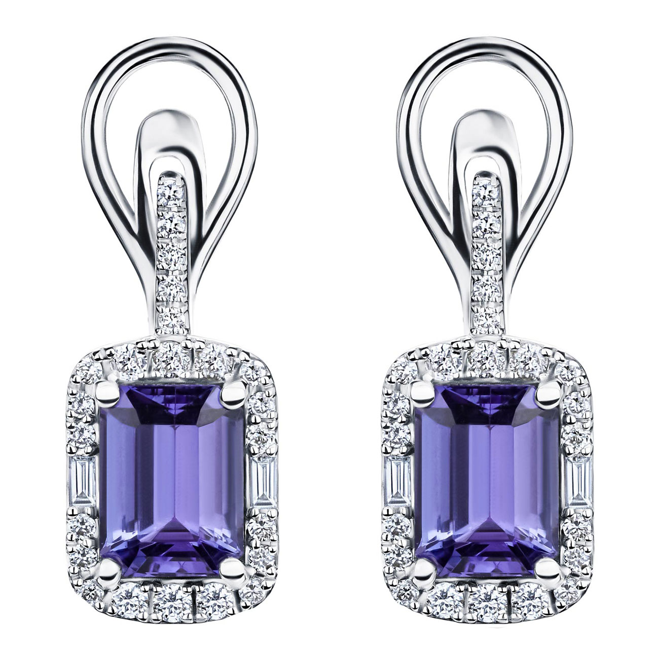 Серьги из белого золота с танзанитом и бриллиантом Sargon jewelry E2604-1013