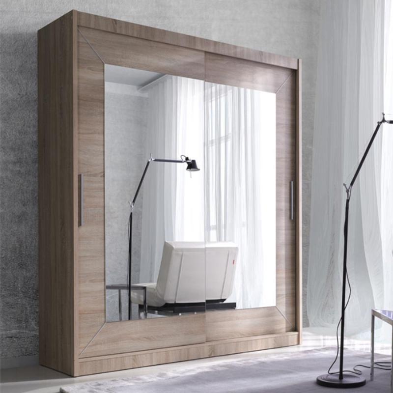 

Шкаф-купе Амадеус-15 Дуб для одежды с зеркалом двухдверный 160x230x40 Мегамебель, Бежевый, Амадеус-15