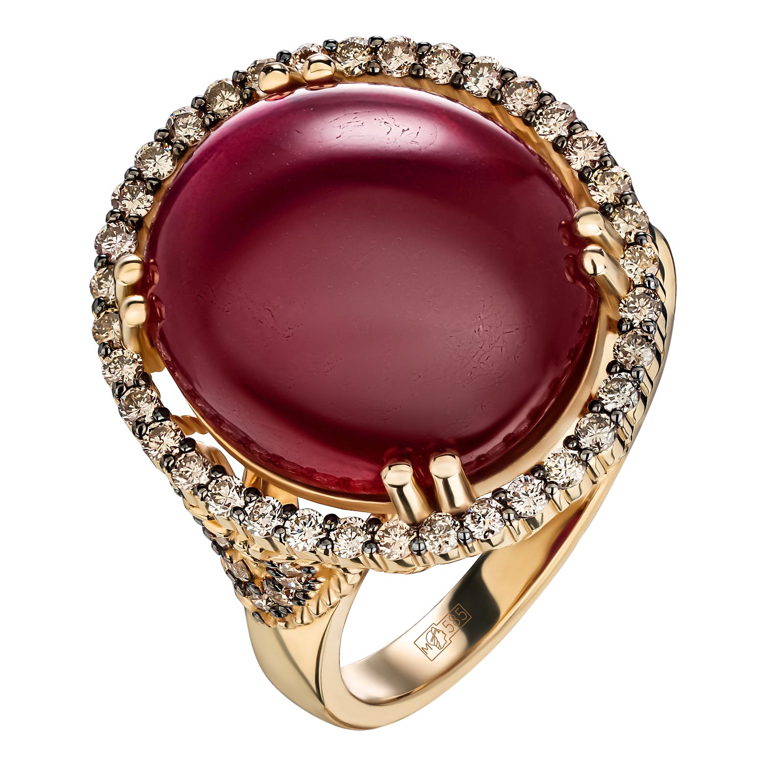 Кольцо из желтого золота с рубином и бриллиантом р. 17 Sargon jewelry R1057-2023