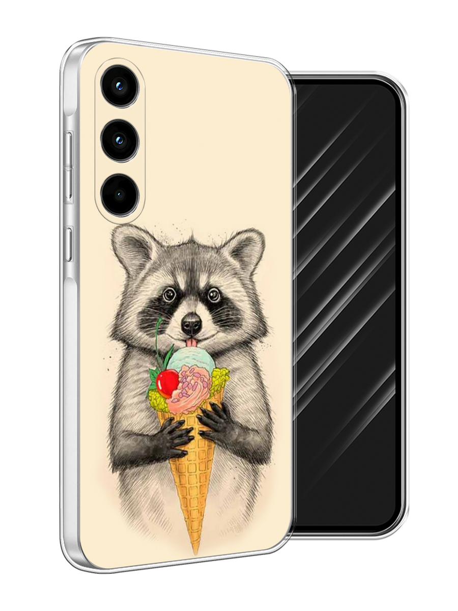 

Чехол Awog на Samsung Galaxy A35 5G "Енот с мороженым", Бежевый;серый, 2109350-1
