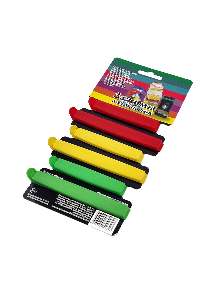 Зажимы для пакетов D01293 пластиковые, 95 и 120 мм, разноцветные