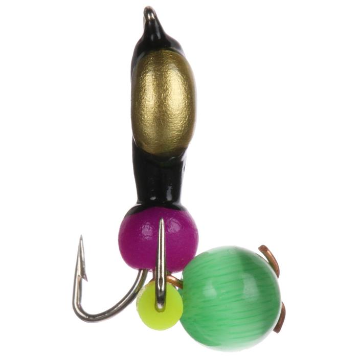 

Мормышка, чёрт с коронкой и с кошачьим глазом, d-2 мм (20 шт), Золотистый;черный