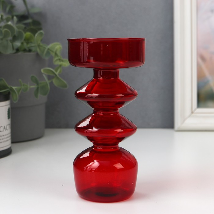 

Подсвечник стекло на 1 свечу "Фигурный" красный 14,5х7х7 см