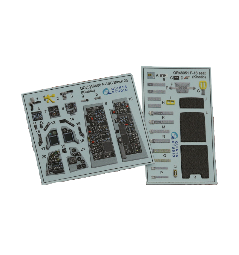 

QD48400 3D Декаль интерьера кабины F-16C block 25 Kinetic 2022г. разработки, Цветной