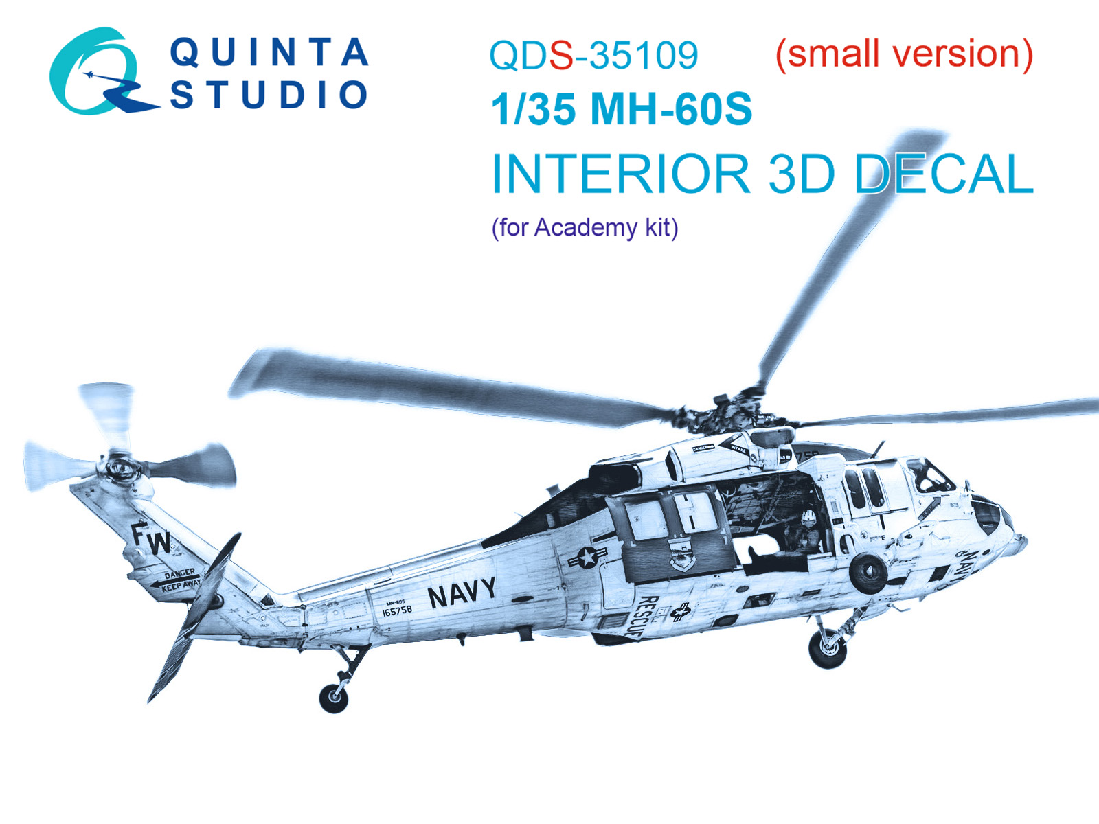 QDS-35109 3D Декаль интерьера кабины MH-60S  Academy Малая верcия