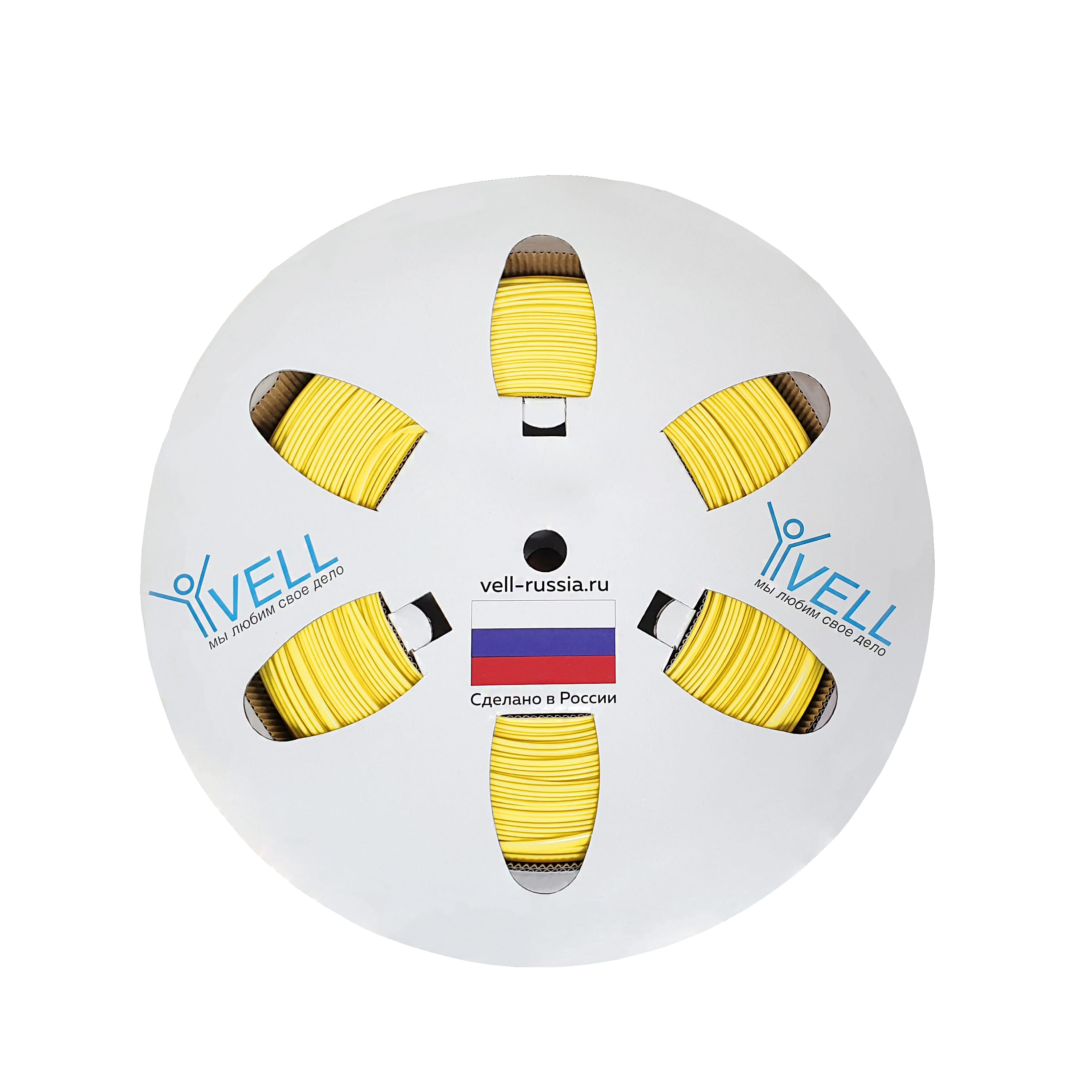 фото Профиль пвх vell овальный yl-univ для маркировки проводов, ø 2,8-3,8 мм, 200м, желтый