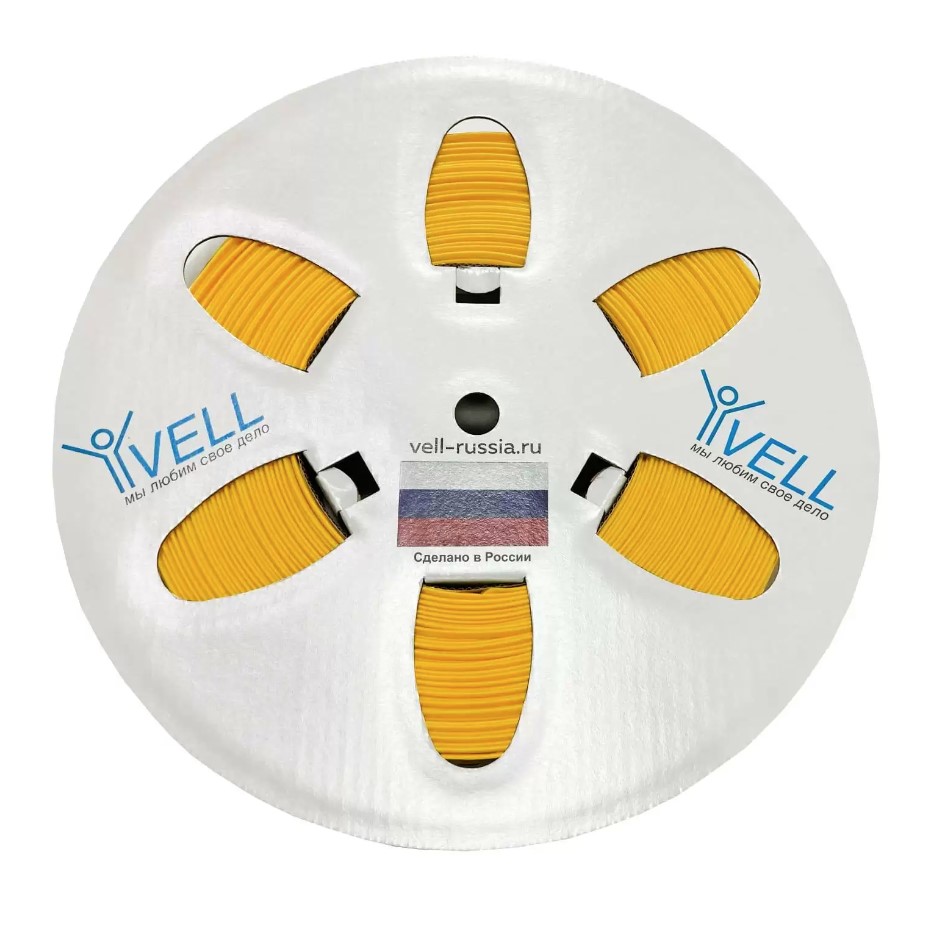 Профиль ПВХ Vell овальный AL-015 для маркировки проводов, d 1,5 мм, 200м, янтарно-желтый овальный профиль для маркировки проводов vell