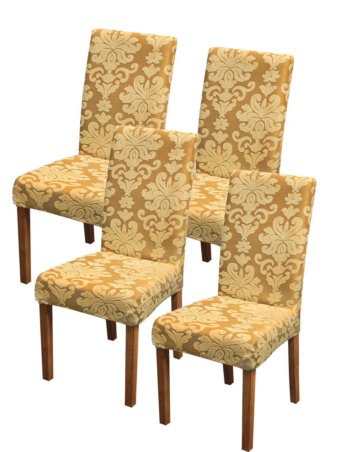 фото Набор чехлов для стула darlishop "жаккард", 4 шт., бронзовый