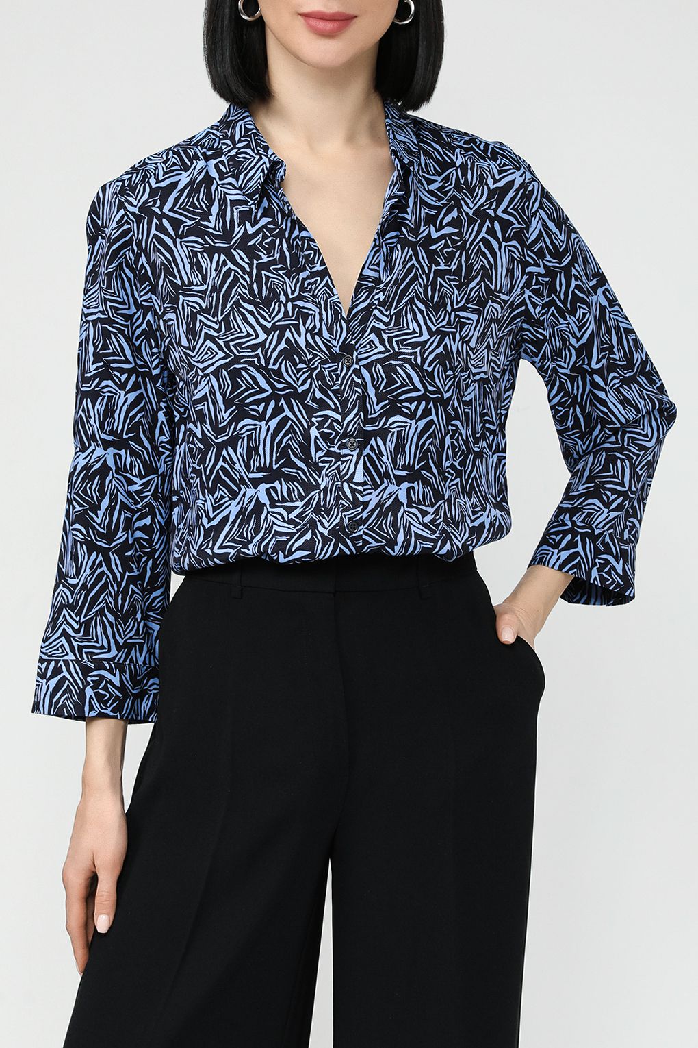 

Рубашка женская Gerry Weber 260011-66408 синяя 42, Синий, 260011-66408