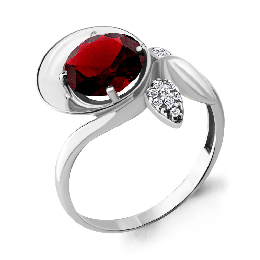

Кольцо из серебра с гранатом р. 18 Aquamarine 6901985А_925_р, 6901985А_925_р