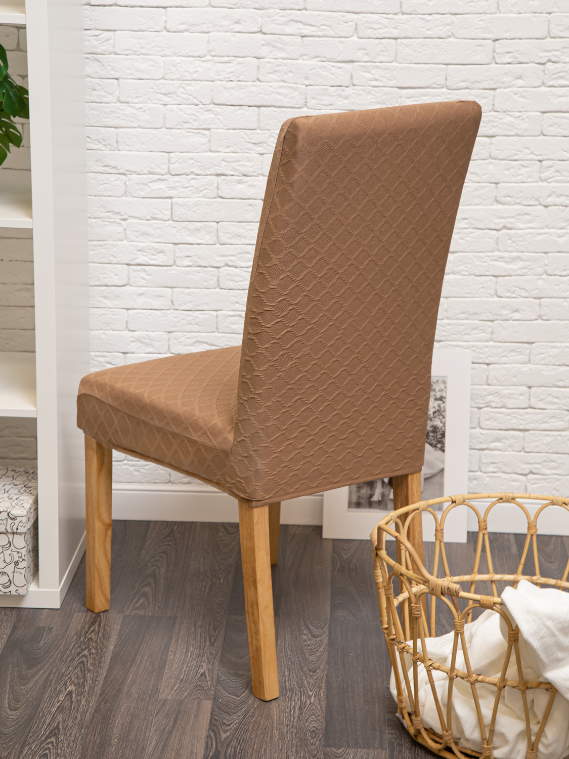фото Набор чехлов для стула darlishop "квадрат", 2 шт., светло-коричневый