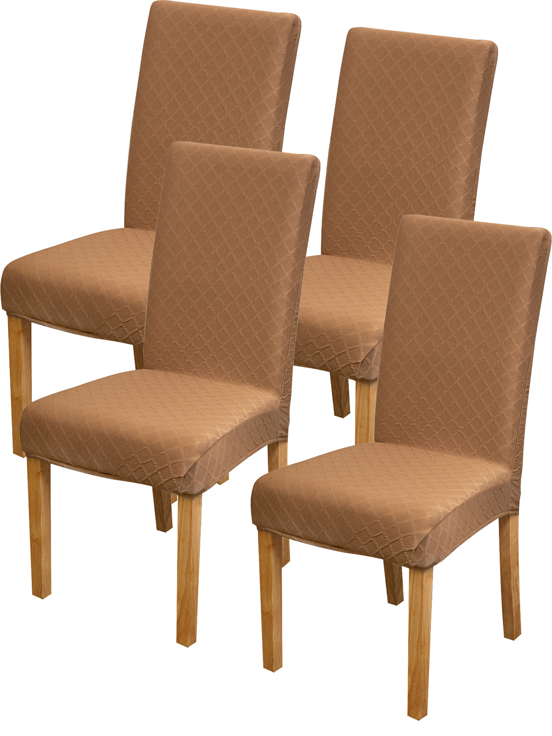 фото Набор чехлов для стула darlishop "квадрат", 4 шт., светло-коричневый
