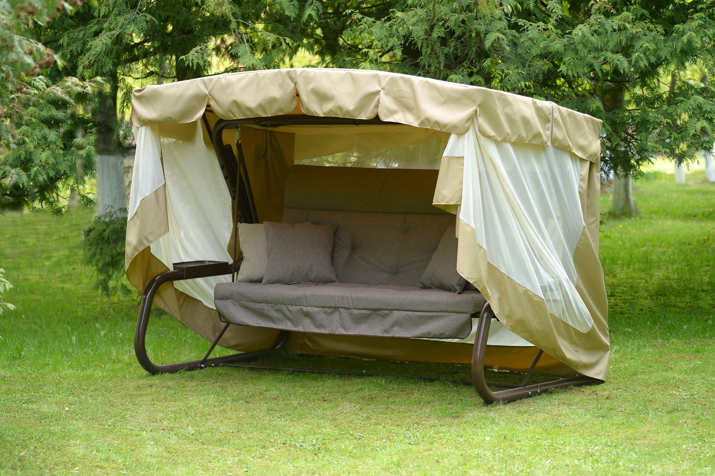 Садовые качели Olsa Александрия с1455 282х151,6х191,5 см., коричневый; серый