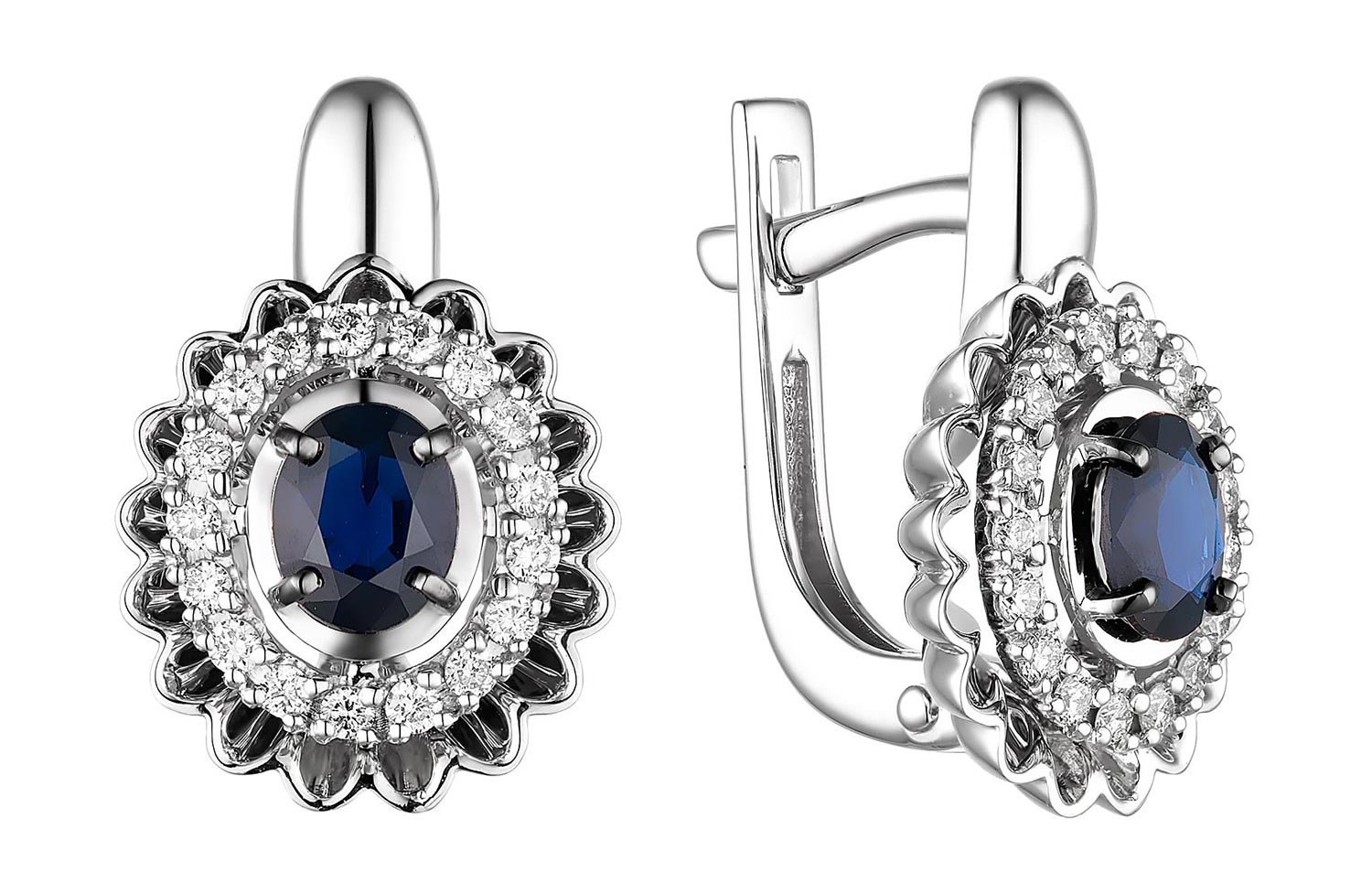 

Серьги из белого золота с сапфиром/бриллиантом АЛЬКОР 23727-202, 23727-202