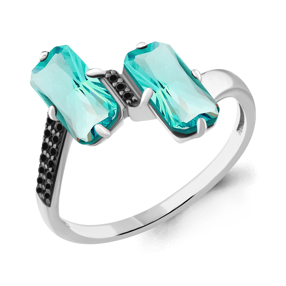 фото Кольцо из серебра с кристаллом р. 19,5 aquamarine 6902288ч_925_р