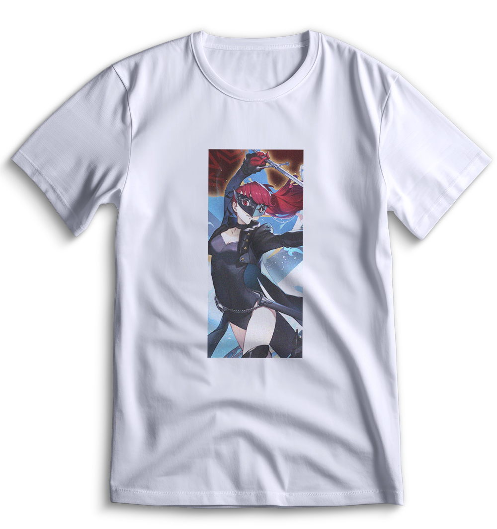 Белая футболка Top T-shirt с тематикой Persona 5, размер XXS, артикул 0057.