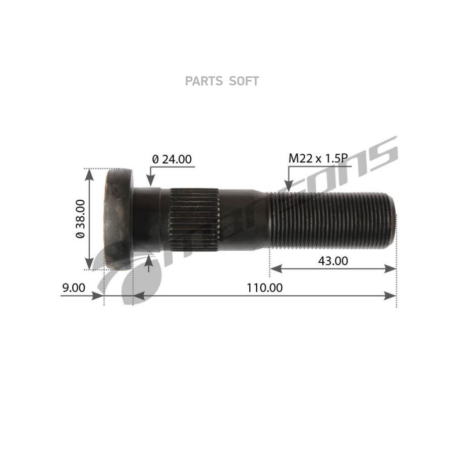 

Шпилька Колеса Ror (M22х1.5х110) С Шлицами Mansons Mansons арт. 780.237