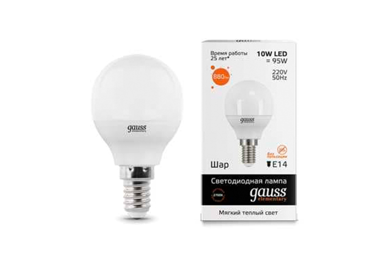 

Лампа Gauss LED Elementary Шар 10W E14 710lm 3000K