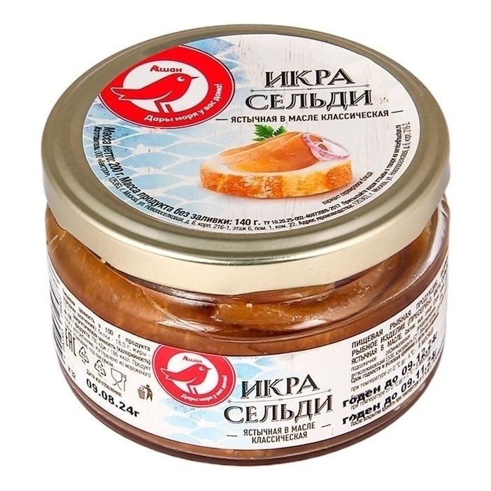 

Икра сельди ястычная АШАН Красная птица 200 г