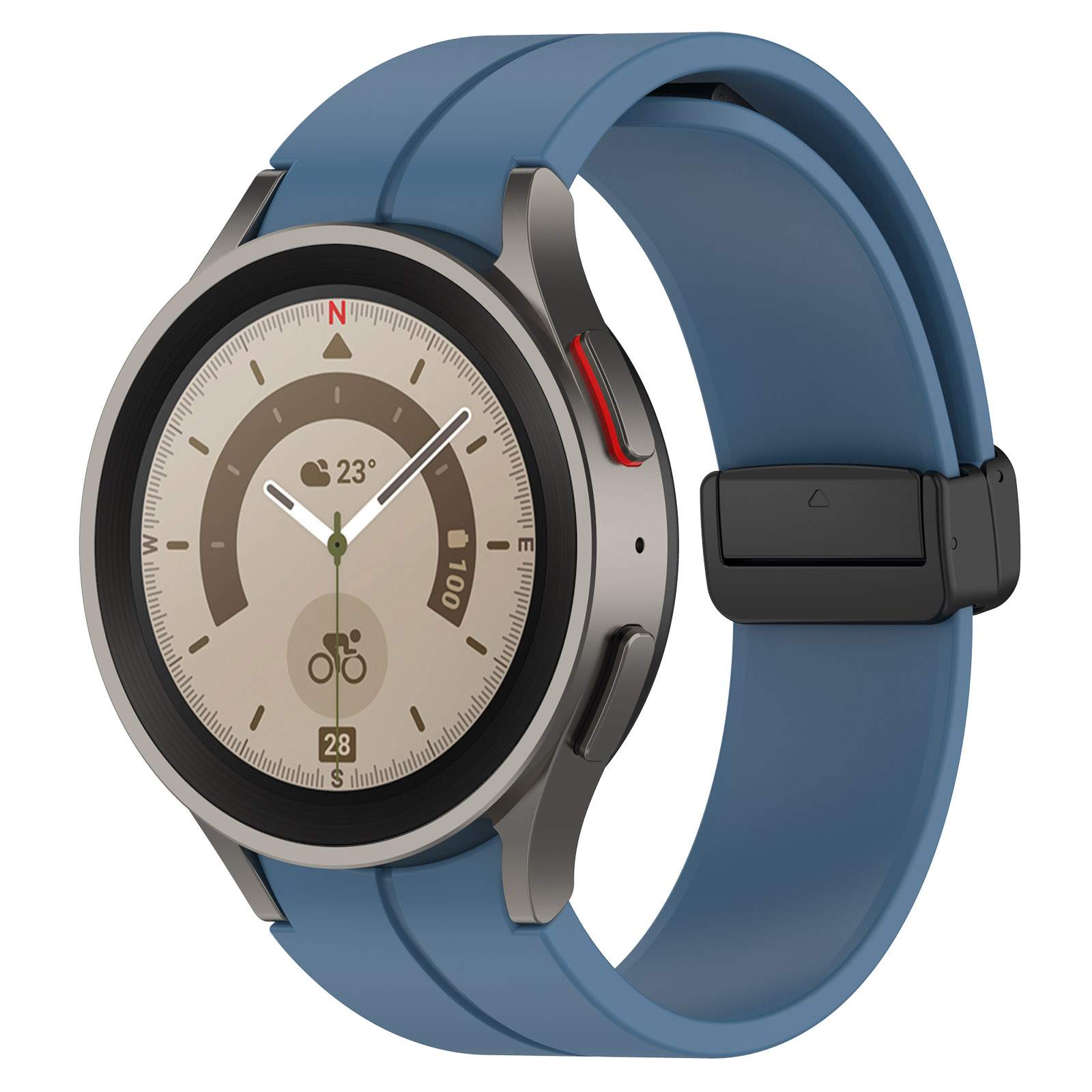 Силиконовый ремешок для Samsung Galaxy Watch 4/5/6, L, черная застежка, сине-зеленый