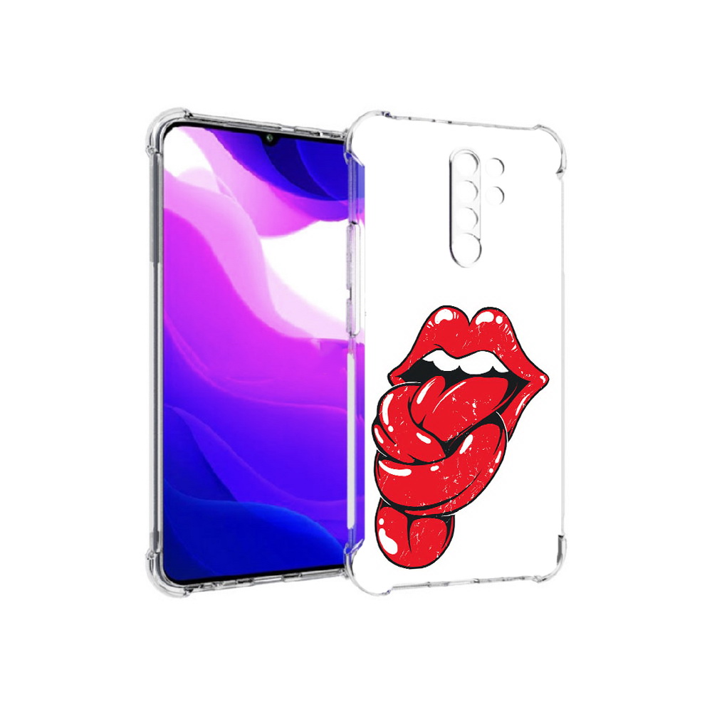 

Чехол MyPads Tocco для Xiaomi Redmi 9 яркие губы с языком (PT150826.259.705), Прозрачный, Tocco