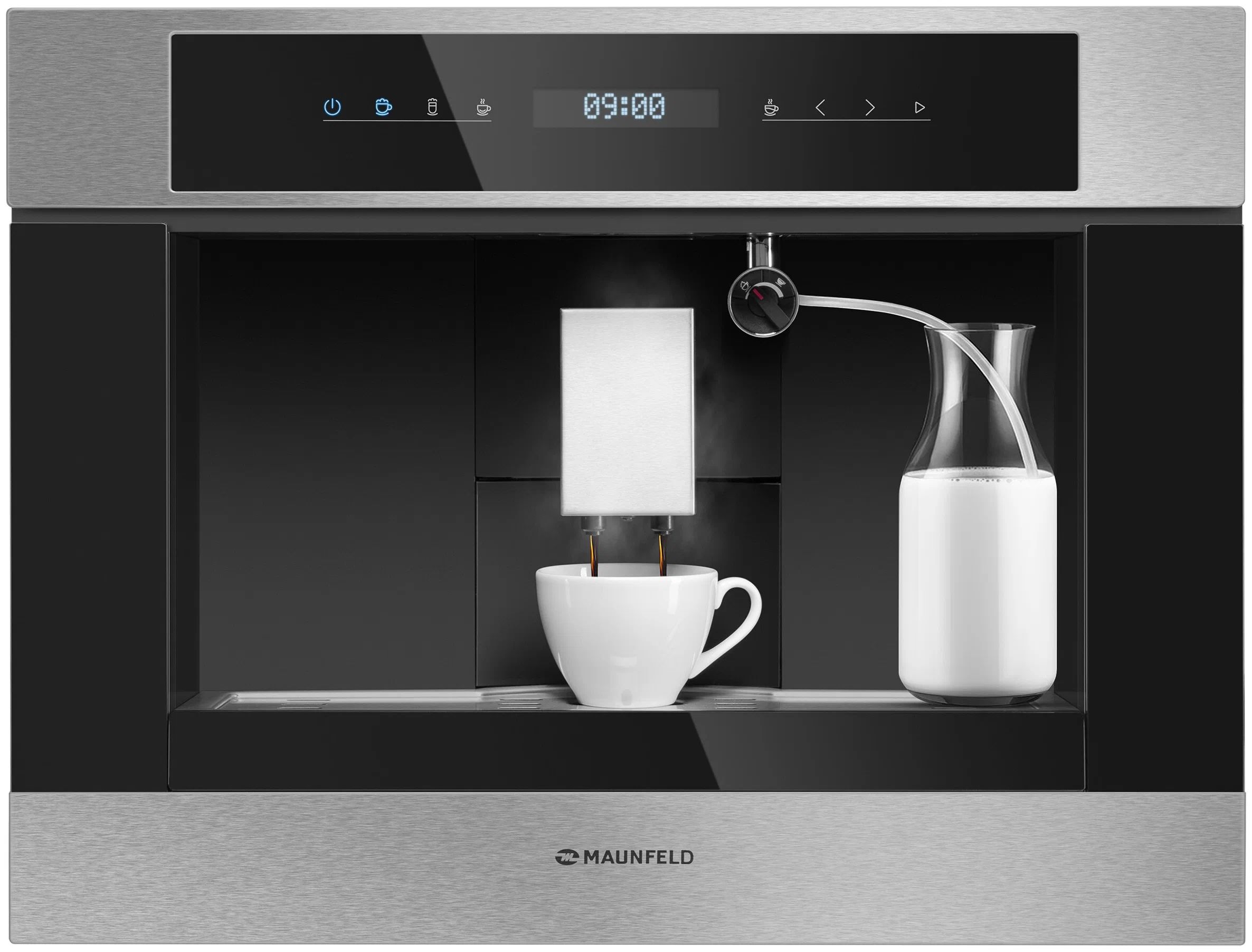 Встраиваемая кофемашина MAUNFELD AMCM1503S серебристый, черный установка встраиваемой стиральной машины