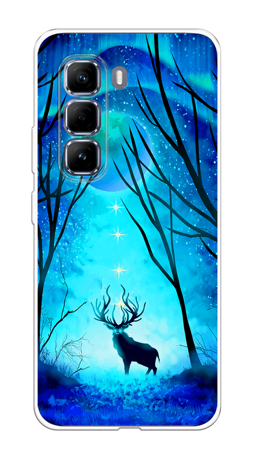 

Чехол на Infinix Hot 50 Pro Олень северное сияние, Синий;черный;голубой, 3106950-1