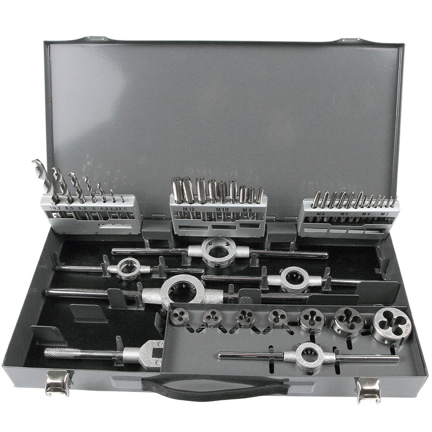 

Набор метчиков и плашек GARWIN INDUSTRIAL GM-TCS44 М3 - 12 HSS DIN352 44шт