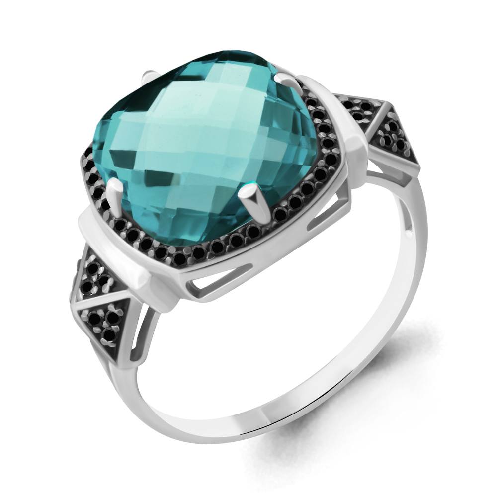 фото Кольцо из серебра с кристаллом р. 17,5 aquamarine 6902388ч_925_р